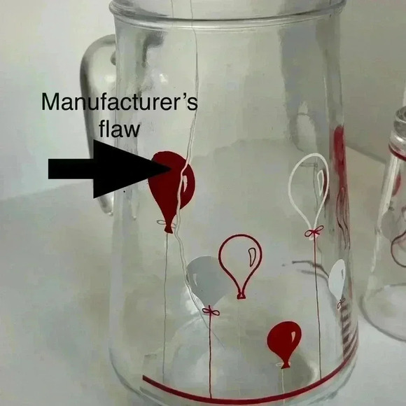 Vintage 70s Collectable Nutella Balloon Design Glass Pitcher and  Tumblers Set - Picture 3 of 14